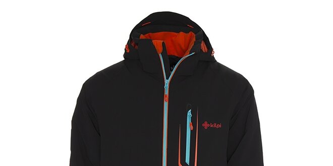 Pánská černá lyžarská bunda s kontrastními detaily Kilpi
