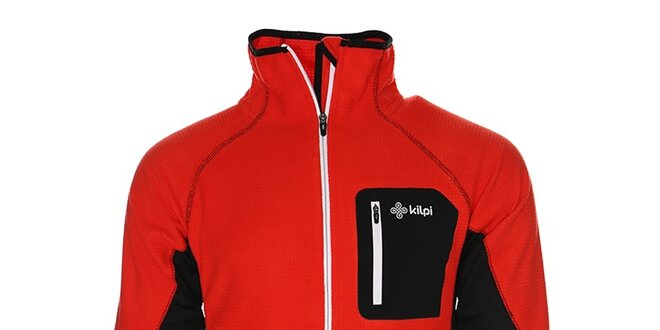 Pánská červená mikina/bunda s černou náprsní kapsou Kilpi