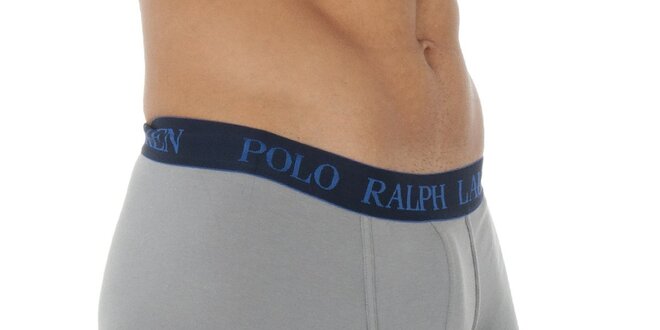 Pánské šedé boxerky Polo Ralph Lauren s modrým lemem