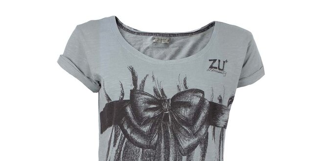 Dámské šedé tričko s mašlí Zu Elements