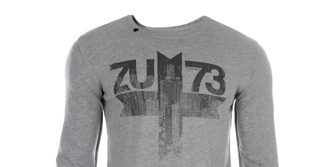 Pánské šedé tričko s dlouhým rukávem a potiskem Zu Elements