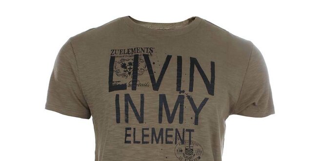 Pánské hnědé tričko s potiskem Zu Elements