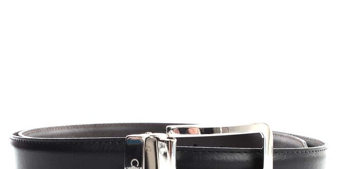 Pánský hladký kožený oboustranný pásek Calvin Klein - hnědo-černý