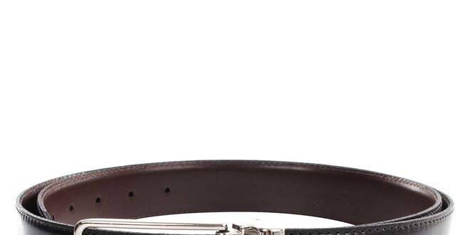 Pánský hladký oboustranný pásek v hnědo-černé barvě Calvin Klein