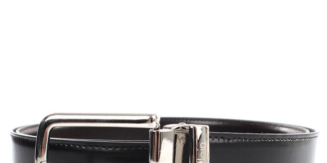 Pánský hnědo-černý oboustranný pásek s lesklou sponou Calvin Klein