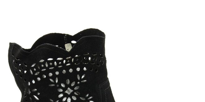 Dámské semišové černé boty s perforací Giorgio Picino