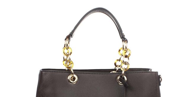 Dámská kabelka s ozdobnými poutky v tmavě hnědé barvě London fashion