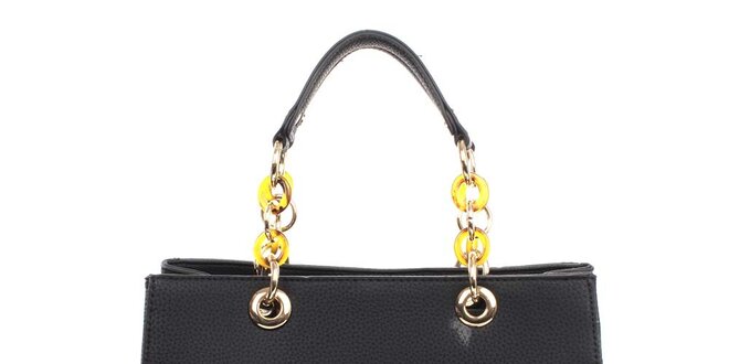 Dámská černá kabelka s řetízkovými uchy London fashion