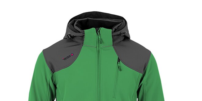 Pánská zeleno-šedá funkční bunda s kapucí Izas