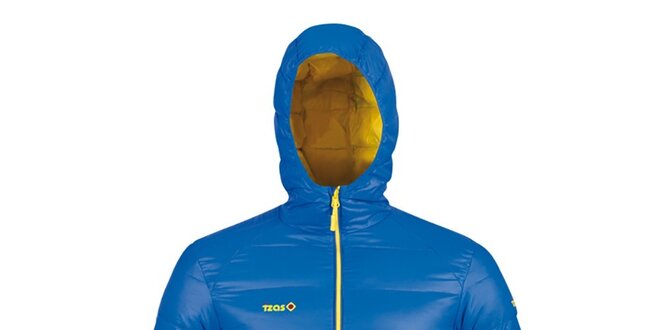 Pánská modrá prošívaná bunda se žlutými prvky Izas