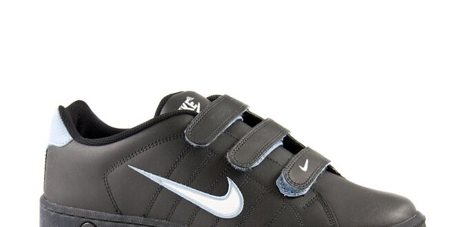 Pánské černé kožené tenisky Nike s bílým logem