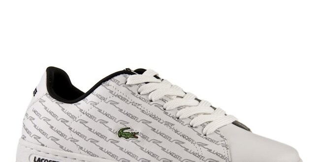 Dámské bílé kožené boty Lacoste s šedým potiskem