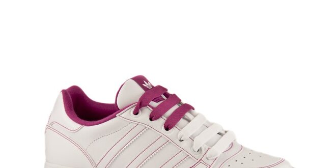 Dámské bílé kožené tenisky Adidas s růžovými detaily