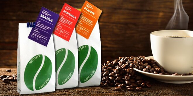 Kvalitní zrnková káva - 3 druhy