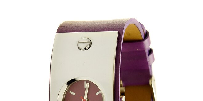 Dámské ocelové hodinky Mustang s fialovým řemínkem