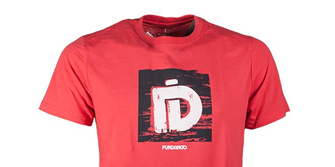 Pánské červenooranžové tričko s potiskem Fundango