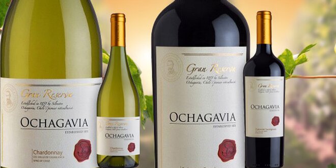 2 lahve vyzrálého chilského vína Ochagavia