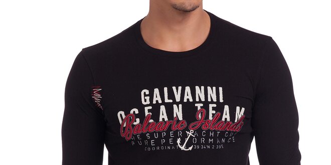 Pánské černé tričko s dlouhým rukávem Galvanni