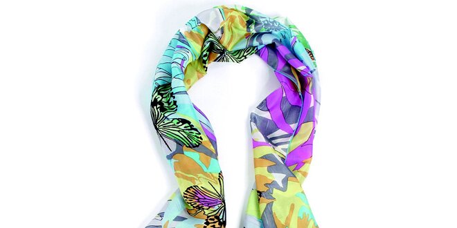 Dámský barevně vzorovaný hedvábný šátek Fraas
