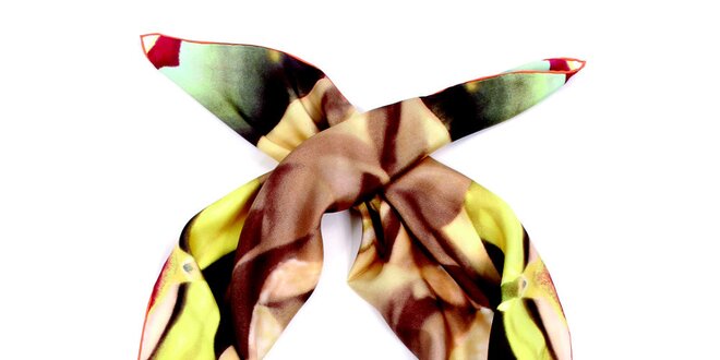 Dámský hnědo-žlutý hedvábný šátek Fraas