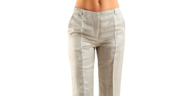 Dámské béžové lněné kalhoty Calvin Klein s puky