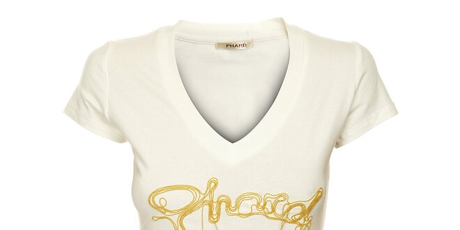 Dámské bílé tričko Phard se zlatou aplikací
