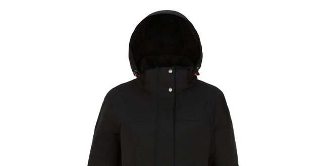 Dámský černý kabát s kapucí Maier