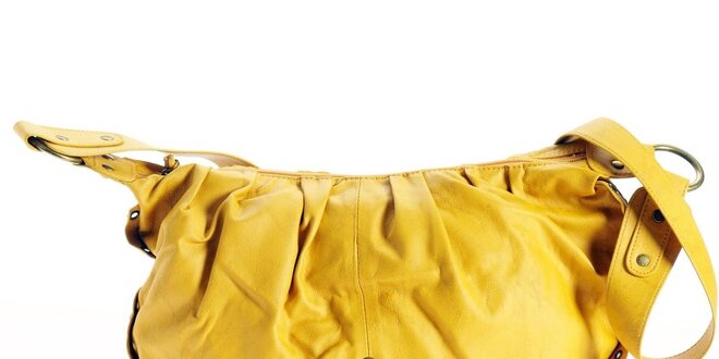 Dámská kanárkově žlutá kabelka Benetton se zlatými cvoky