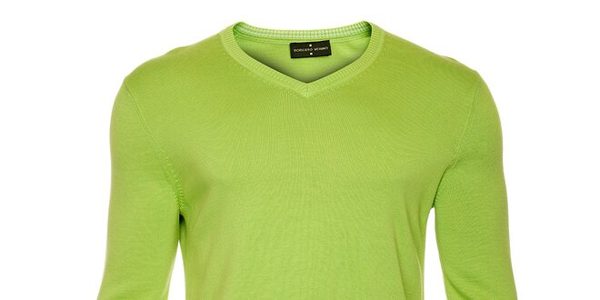 Pánský zelený svetr s výstřihem do V Roberto Verino