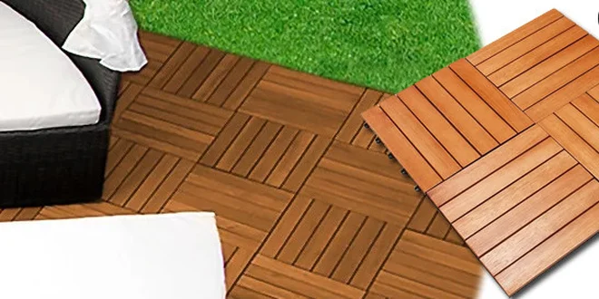 Dřevěné dlaždice ke snadné montáži 4 ks - Plug-in