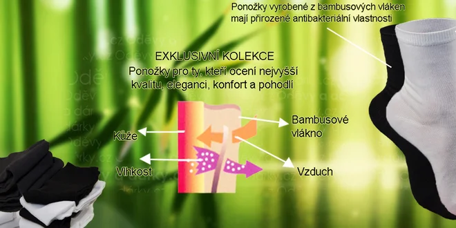 12 párů ponožek s bambusovým vláknem