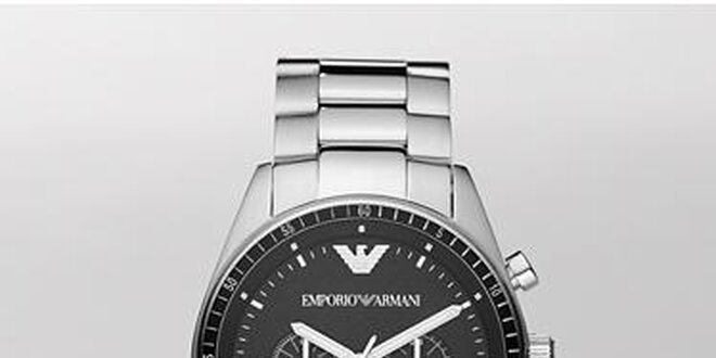 Pánské černo-stříbrné hodinky Emporio Armani