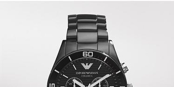 Pánské černé keramické hodinky Emporio Armani