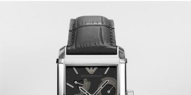 Elegantní pánské hodinky Emporio Armani s páskem z černé kůže