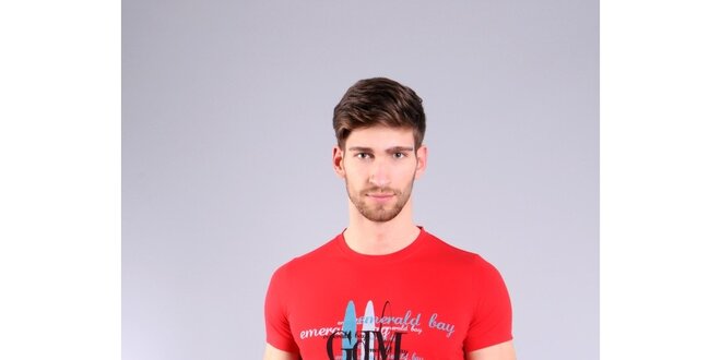 Pánská červené tričko Giorgio di Mare s potiskem