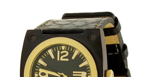 Unisexové černo-zlaté analogové hodinky RG512