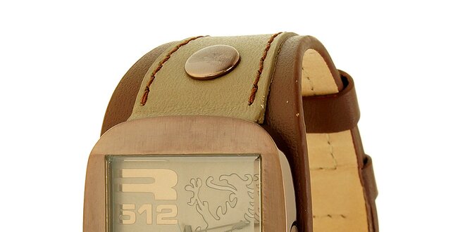 Unisexové hnědo-béžové analogové hodinky RG512