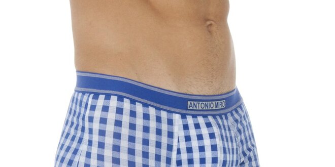 Pánské modro-bílé kostkované boxerky Antonio Miro