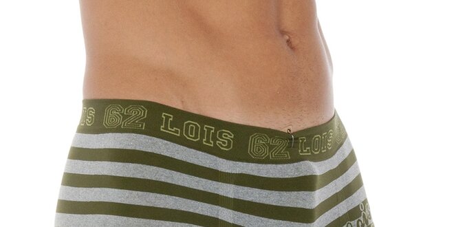 Pánské šedo-zelené proužkované boxerky Lois