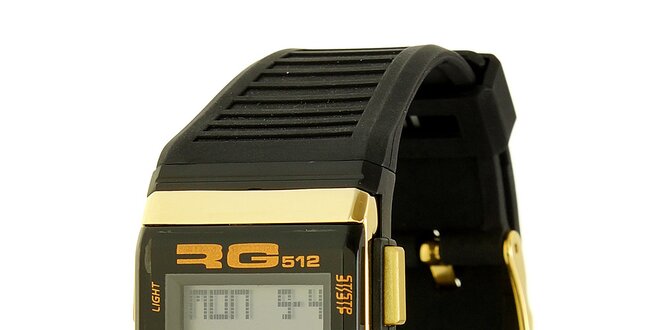 Unisexové černo-zlaté digitální hodinky RG512