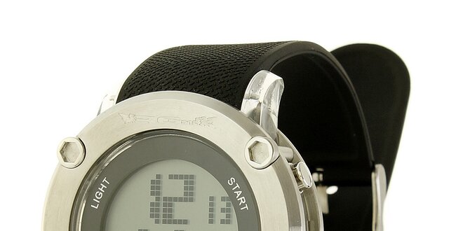 Unisexové černo-stříbrné digitální hodinky RG512