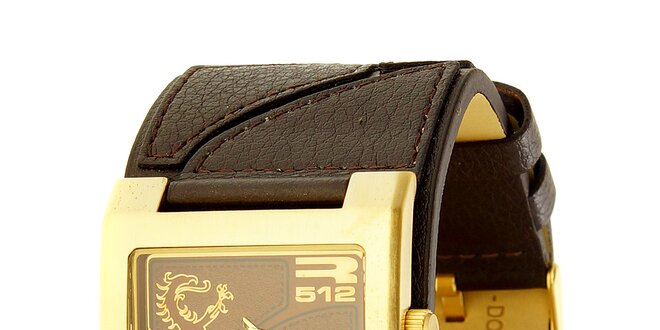 Unisexové hnědo-zlaté analogové hodinky RG512