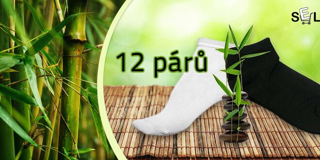 12 párů kotníkových ponožek s bambusem