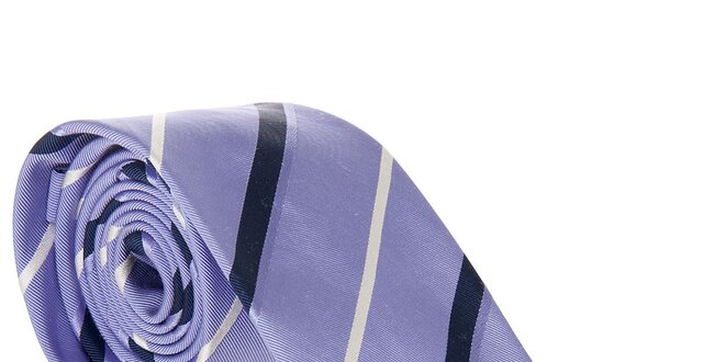 Pánská světle fialová hedvábná kravata Hackett London s proužky