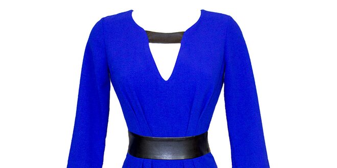 Dámské modré šaty s kontrastním páskem Virginia Hill