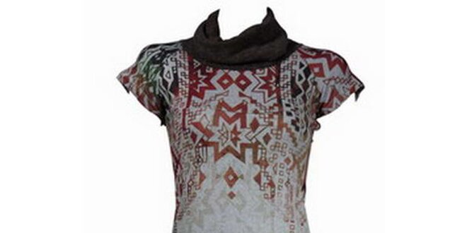 Dámské hnědo-béžové šaty Smash s africkým vzorem