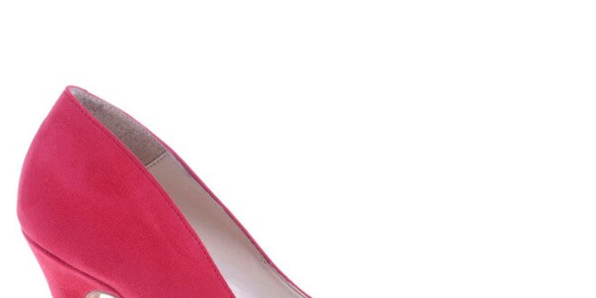 Dámské červené lodičky se stříbrnou kontrastní špičkou Eva Lopez