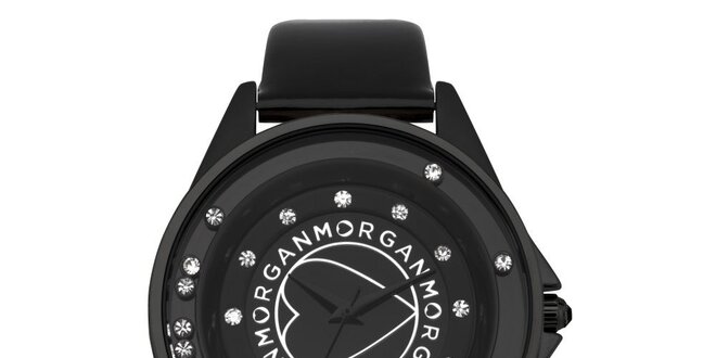 Dámské černé analogové hodinky s kamínky Morgan De Toi