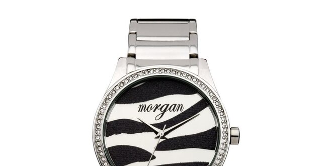 Dámské stříbrné hodinky se zebřím vzorem Morgan De Toi