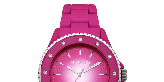 Dámské růžové hodinky s krystaly Morgan de Toi